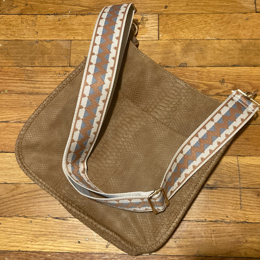 Ahdorned Tan Crossbody Bag